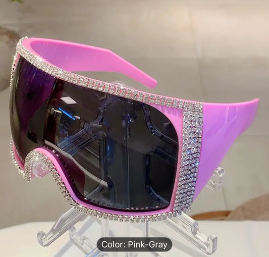 Rhinestone safety glasses -Pink