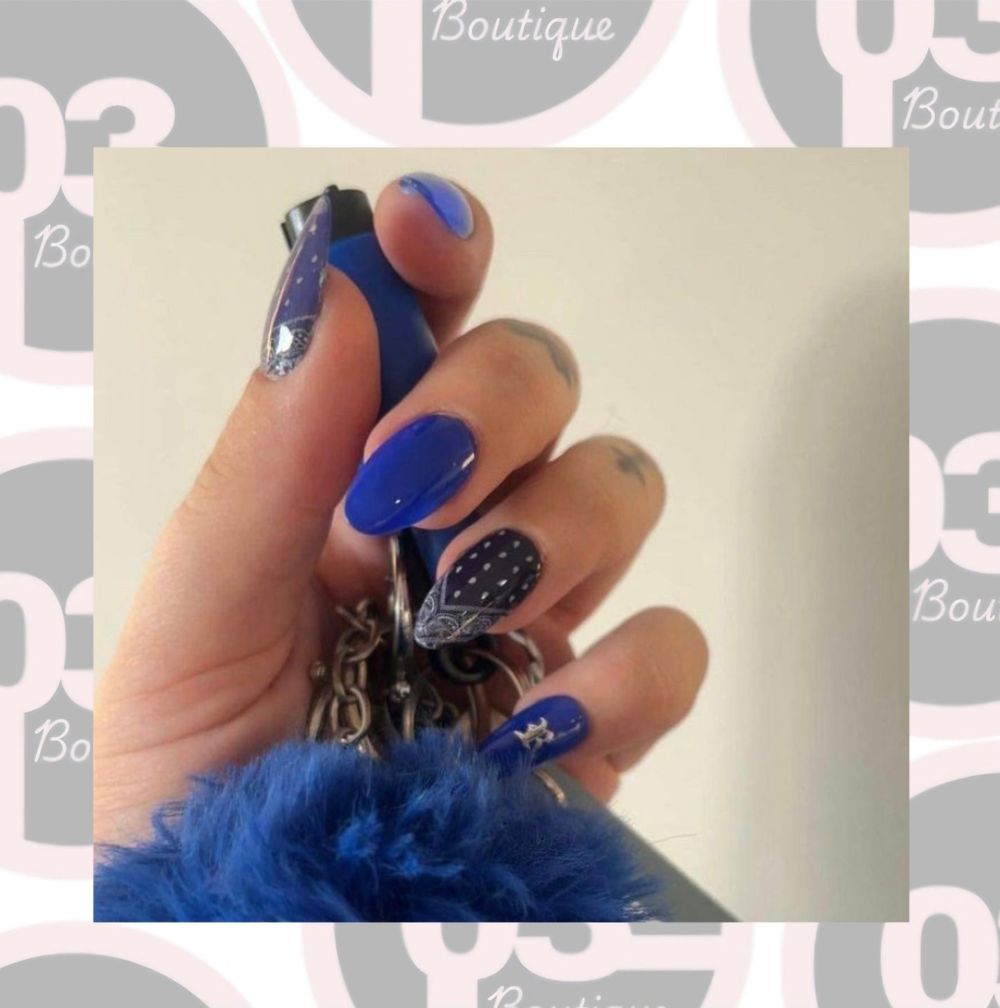 Blue Bandana Nails